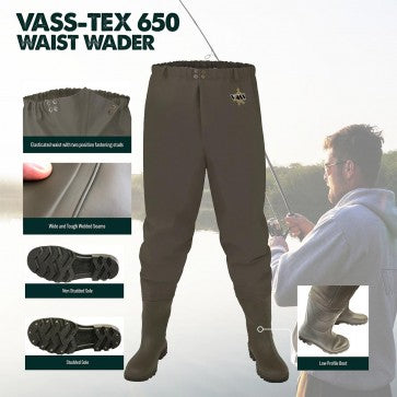 Vass-Tex 650 Waist Wader Studded